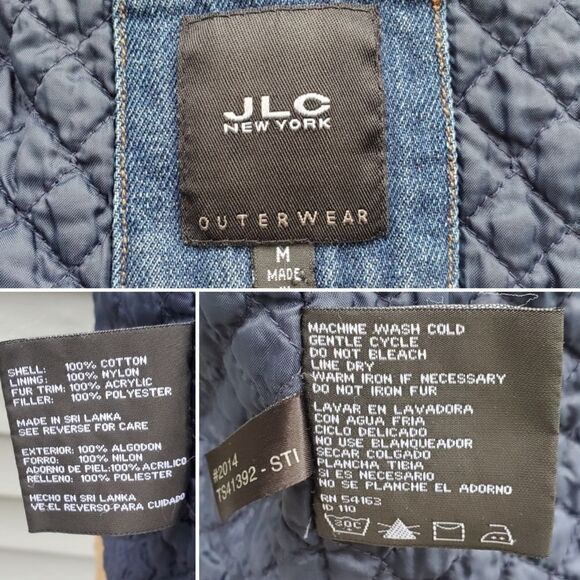 Vintage 90s y2k JLC Bratz Blue Jean Denim Faux Fur Collar Trucker Jacket Woman M - Picture 5 of 8